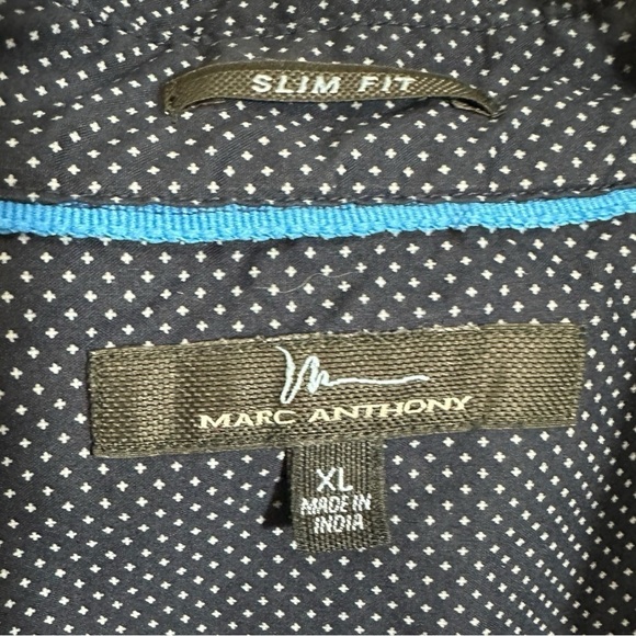 🌸Marc Anthony Slim Fit  Non Iron Stretch Dress Shirt- Blue Pokadot- Size XL - Picture 5 of 6
